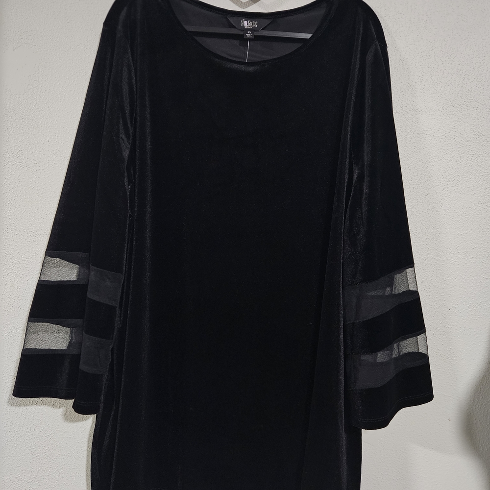 Investments Black Tunic with Sheer Sleeve Accents